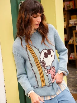 FatFace Light Blue Snoopy Knitted Jumper