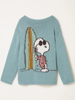 FatFace Light Blue Snoopy Knitted Jumper