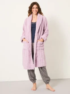 FatFace Lilac Purple Cosy Textured Dressing Gown