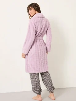 FatFace Lilac Purple Cosy Textured Dressing Gown