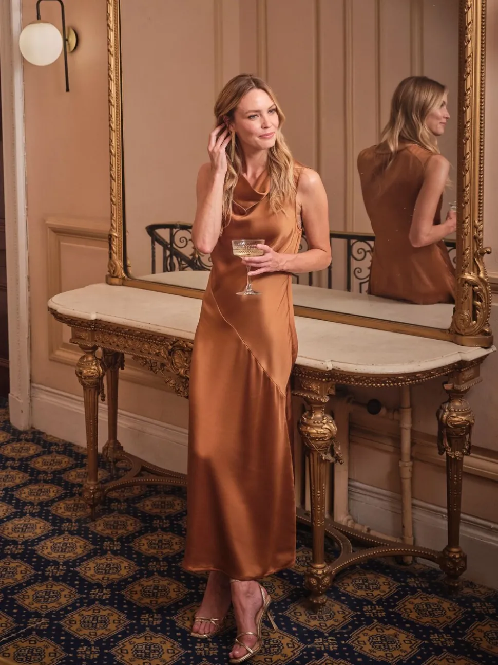 FatFace Liza Bronze Cowl Neck Maxi Dress
