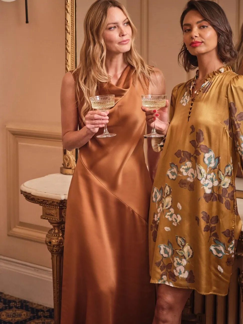 FatFace Liza Bronze Cowl Neck Maxi Dress