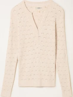 FatFace Lois Natural Knitted Button Front Henley