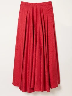 FatFace Malia Red Jacquard Midi Skirt