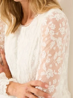 FatFace Marianne Ivory Lace Round Neck Top