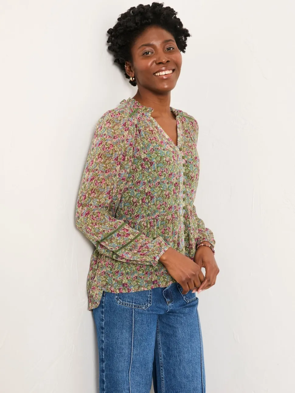 FatFace Mel Green Ditsy Garden Blouse