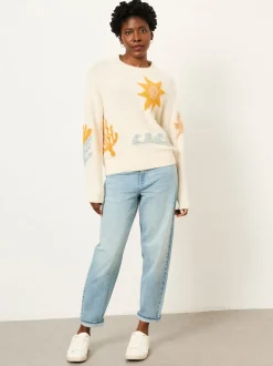 FatFace Mila Natural Knitted Surf Pattern Jumper