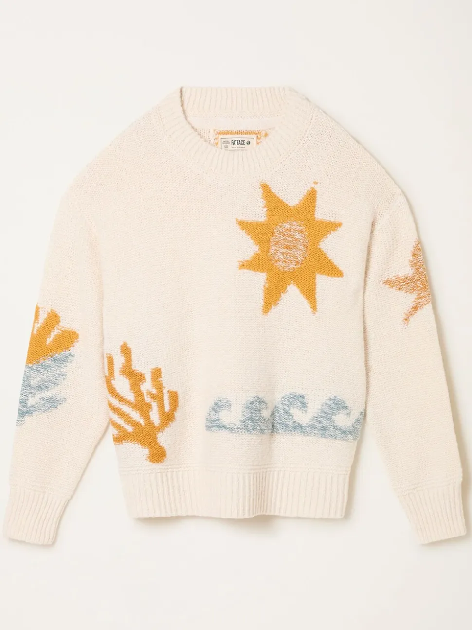 FatFace Mila Natural Knitted Surf Pattern Jumper
