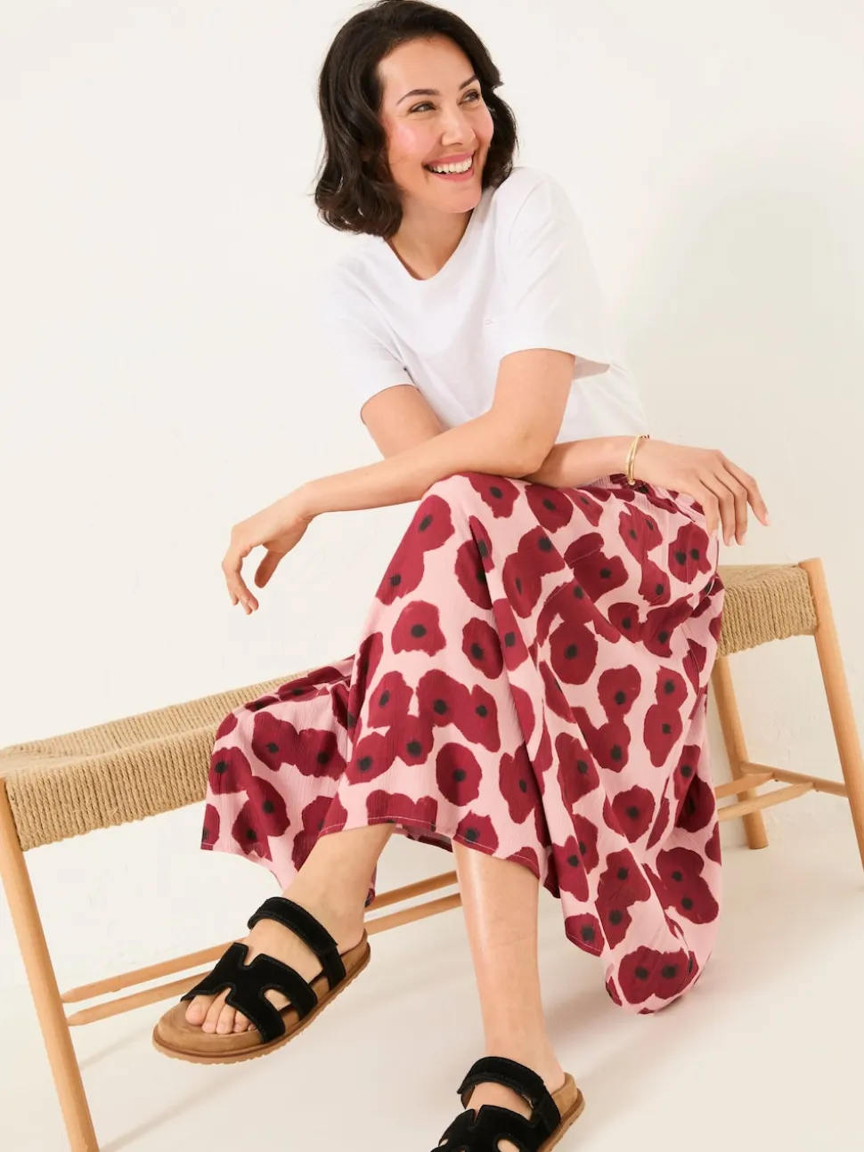 FatFace Millie Multi Poppies Midi Skirt