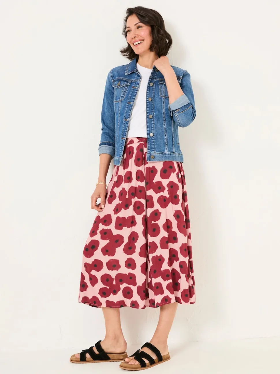 FatFace Millie Multi Poppies Midi Skirt