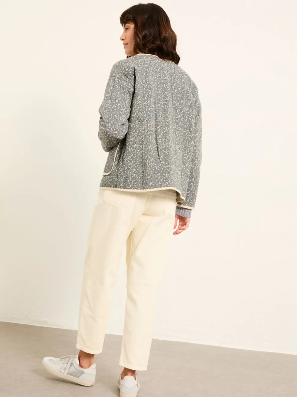 FatFace Milly Blue Ditsy Quilted Jacket