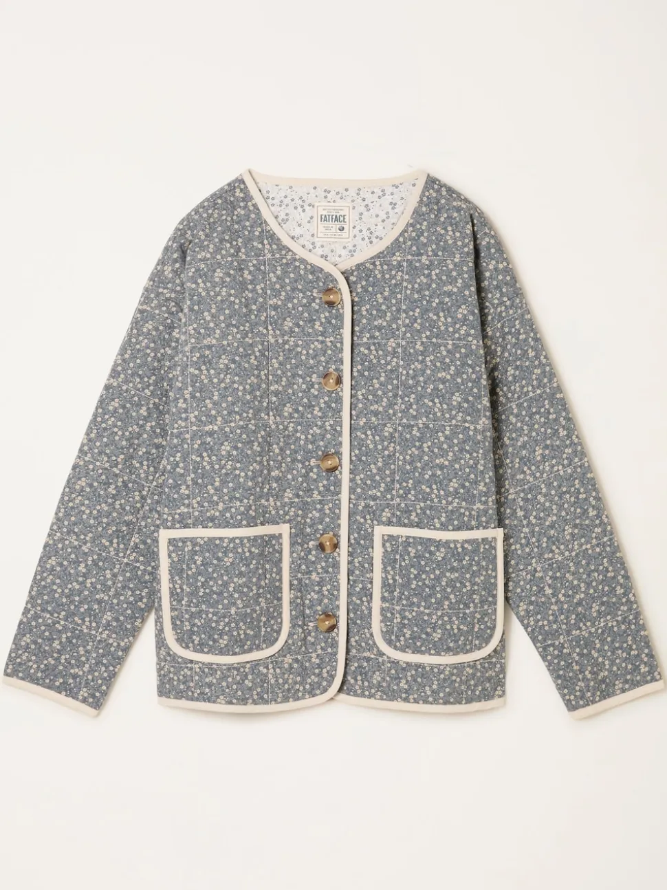 FatFace Milly Blue Ditsy Quilted Jacket
