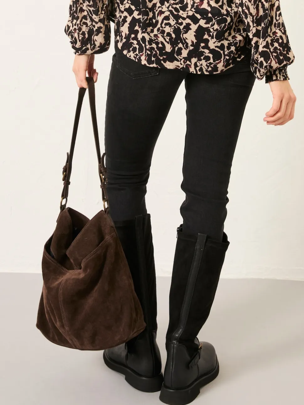 FatFace Molly Chocolate Brown Suede Shoulder Bag