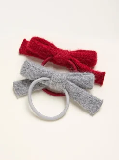 FatFace Multi 2 Pack Knitted Bow Hair Ties