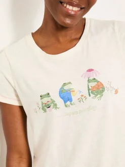 FatFace Natalie Ivory Frog Graphic T shirt