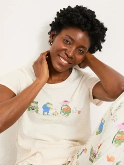FatFace Natalie Ivory Frog Graphic T shirt