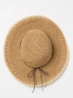 FatFace Natural Crochet Straw Hat
