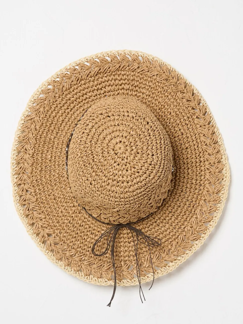FatFace Natural Crochet Straw Hat