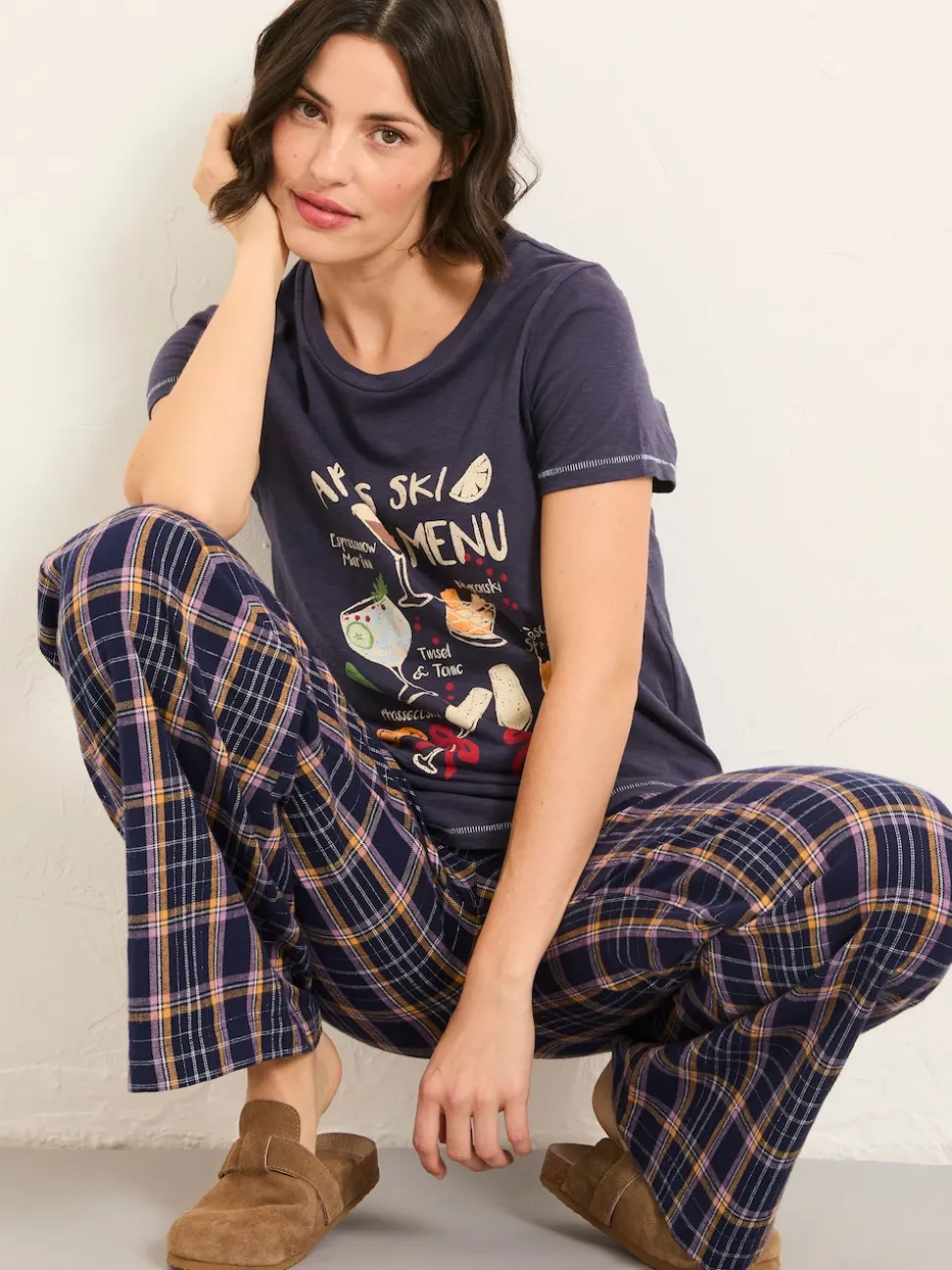 FatFace Navy Apres Ski Graphic T Shirt