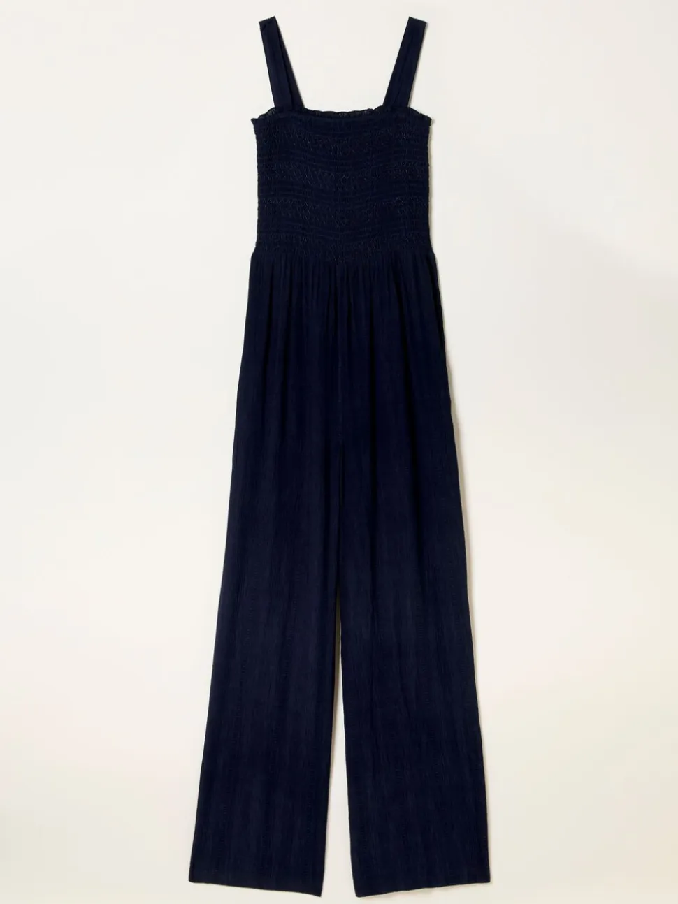 FatFace Navy Beachwear Shirred Jumpsuit