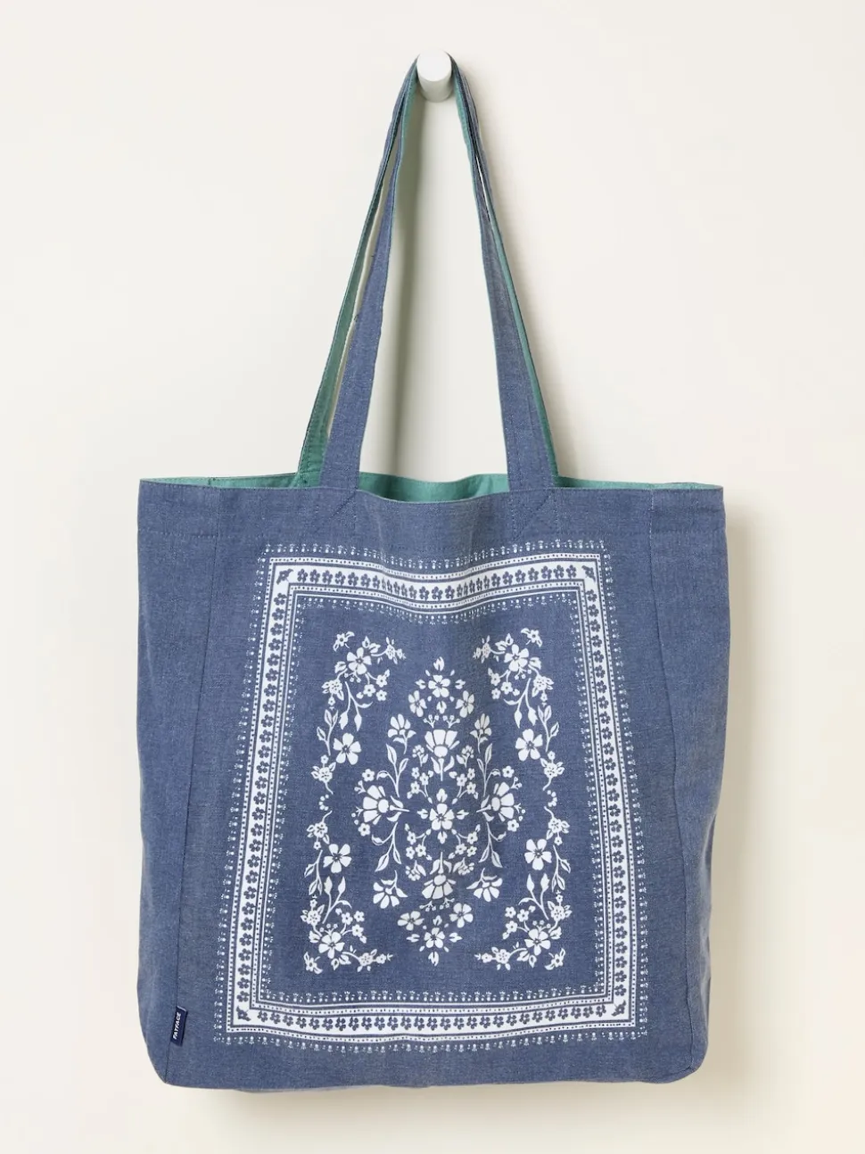 FatFace Navy Floral Reversible Tote Bag