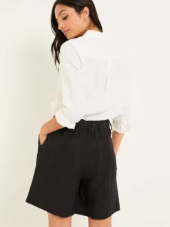 FatFace Nell Black Linen Shorts