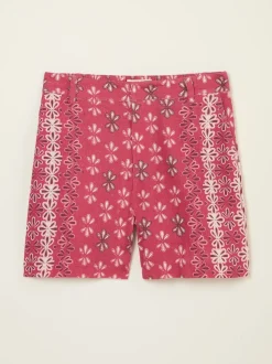 FatFace Nell Dark Pink Earth Geo Linen Blend Shorts