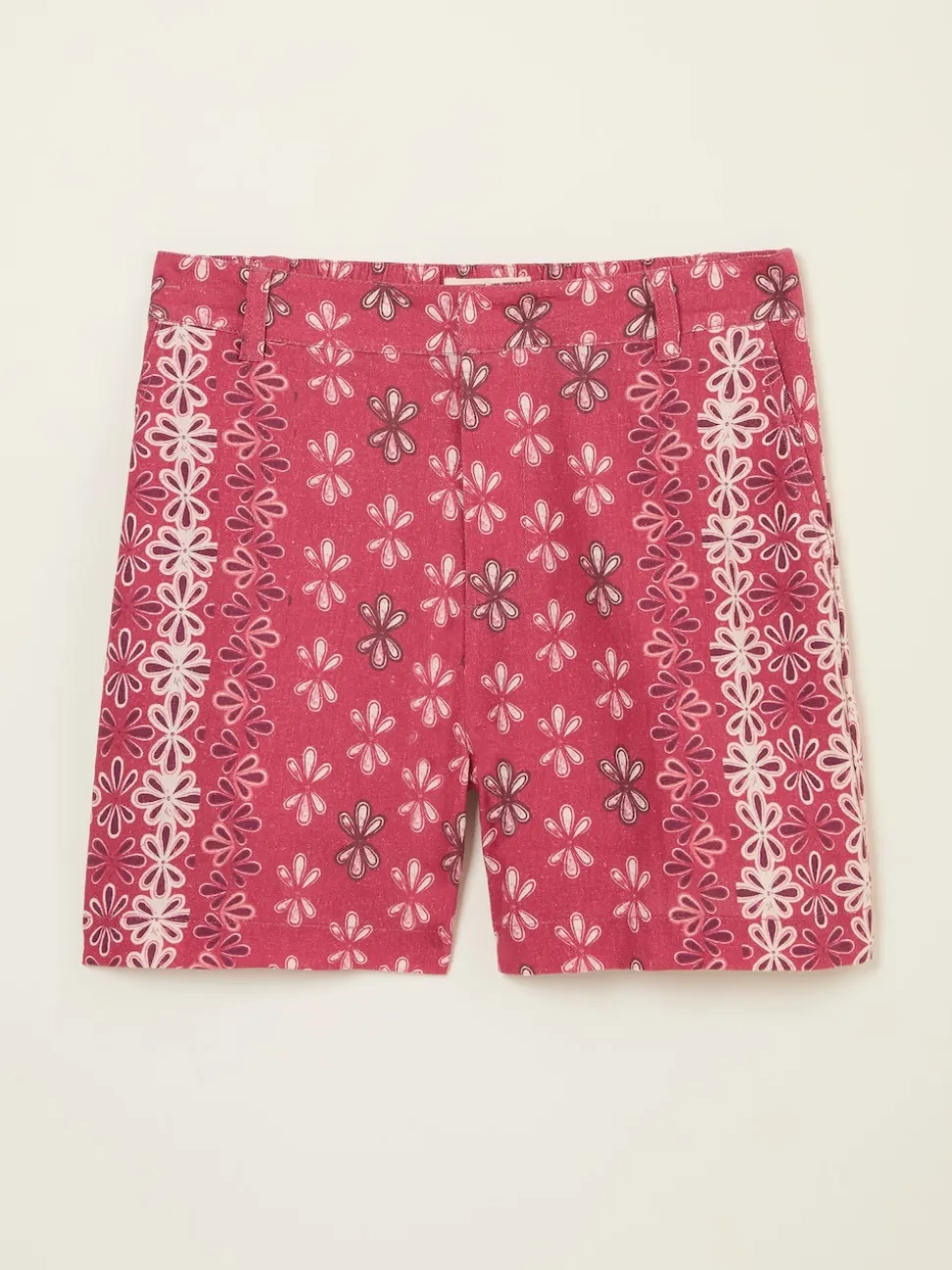 FatFace Nell Dark Pink Earth Geo Linen Blend Shorts