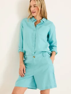 FatFace Nell Turquoise Blue Linen Shorts