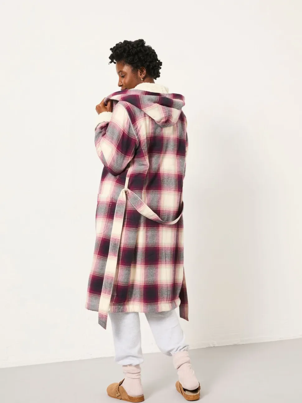 FatFace Purple Check Dressing Gown
