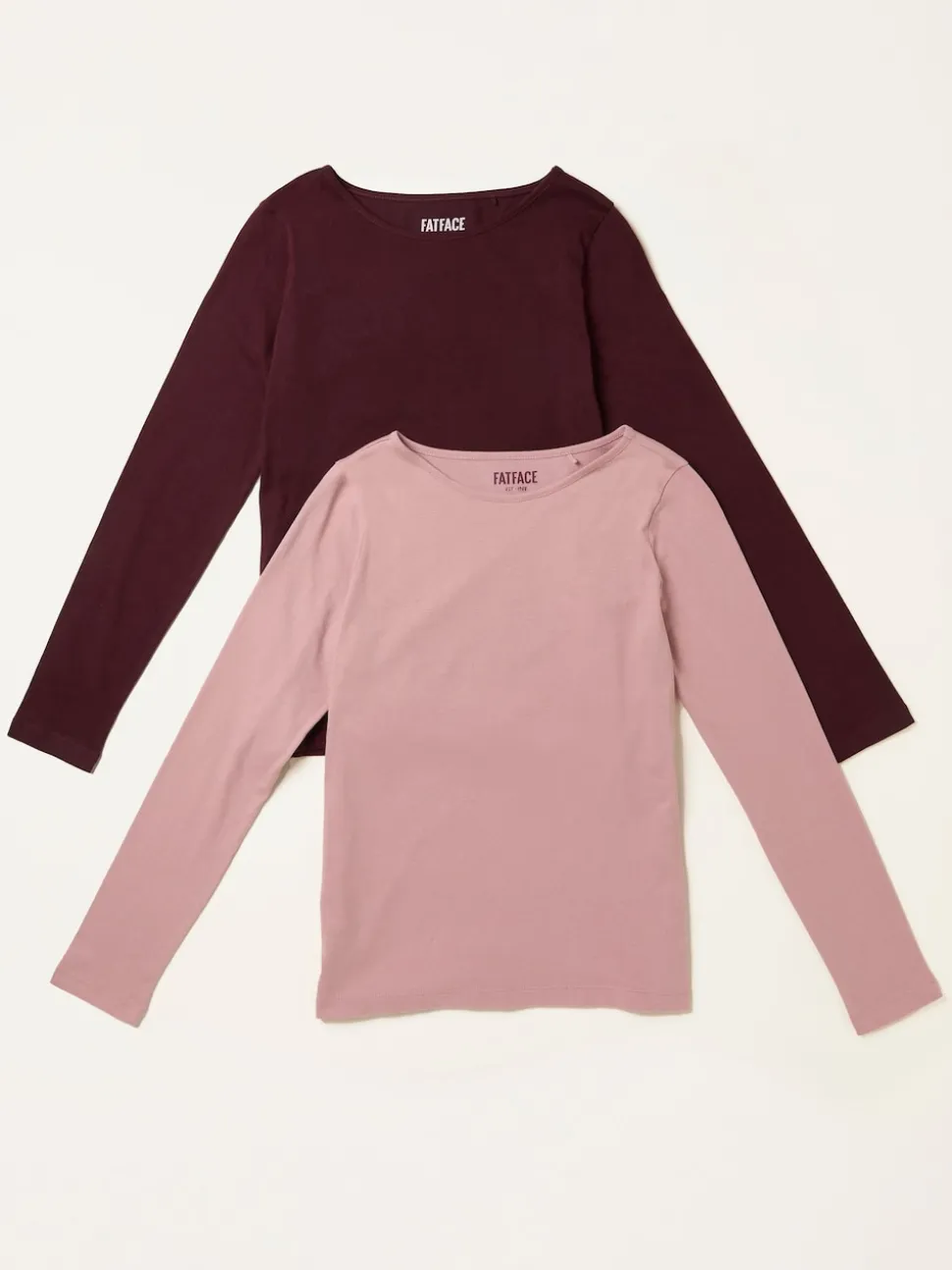 FatFace Purple/Pink 2 Pack Long Sleeve Round Neck T Shirt