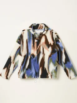 FatFace Raya Natural Printed Half Neck Fleece