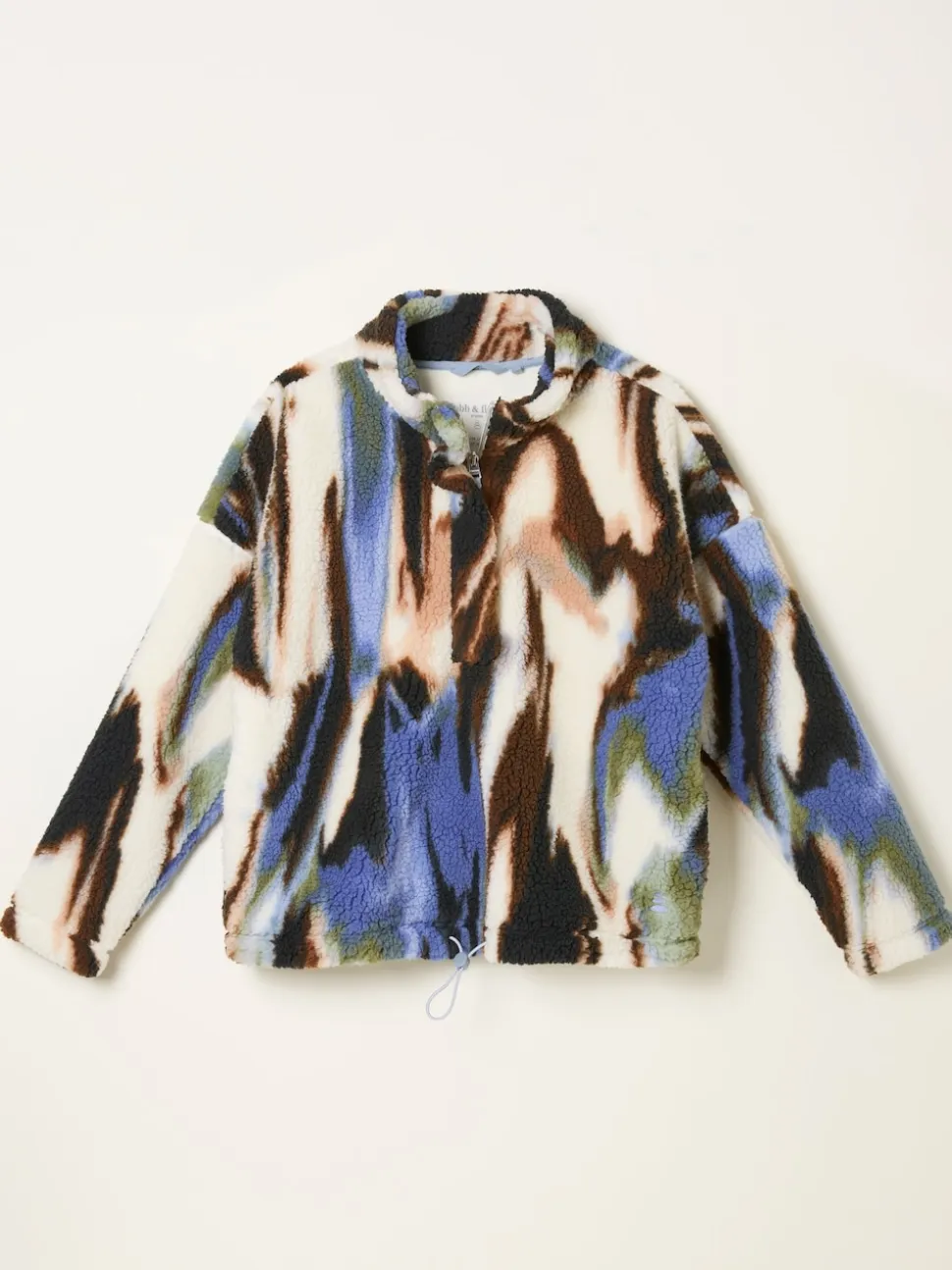 FatFace Raya Natural Printed Half Neck Fleece