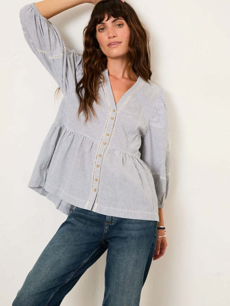 FatFace Rosalie Ivory Embroidered Blouse
