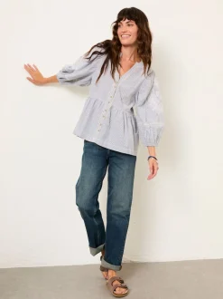 FatFace Rosalie Ivory Embroidered Blouse