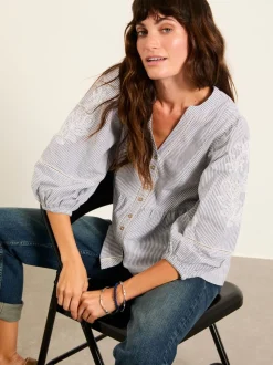 FatFace Rosalie Ivory Embroidered Blouse