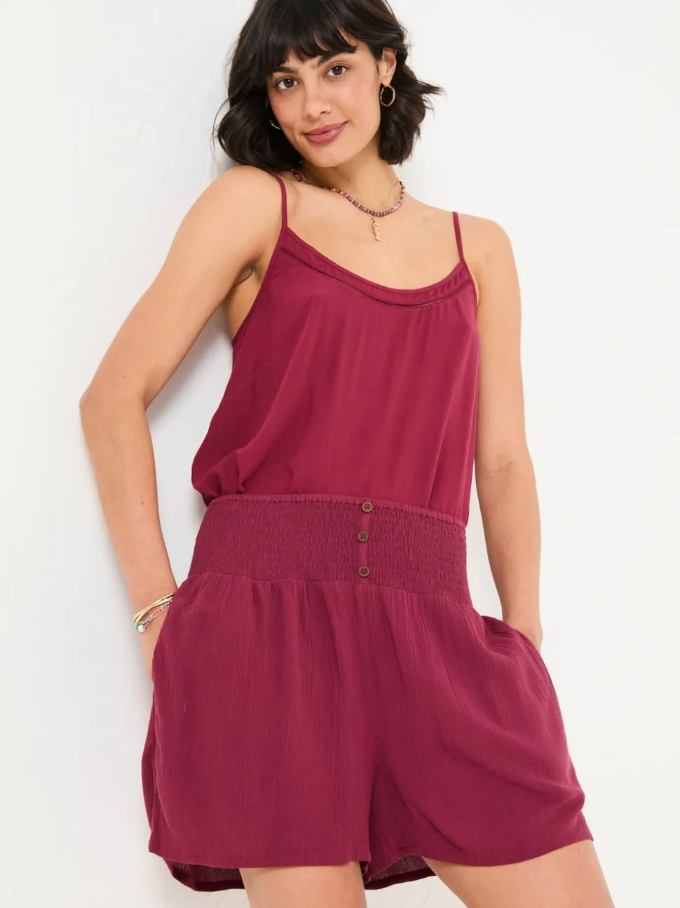 FatFace Rylee Burgundy Red Flippy Shorts