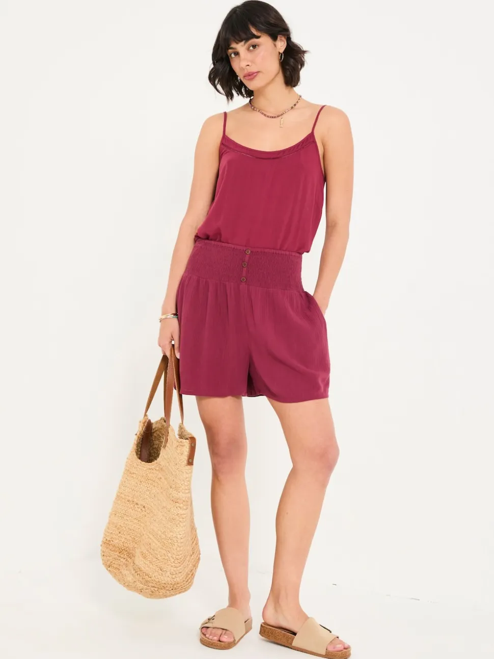 FatFace Rylee Burgundy Red Flippy Shorts
