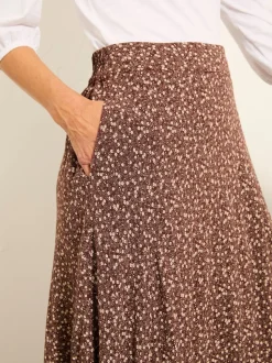 FatFace Sadie Brown Ditsy Midi Skirt