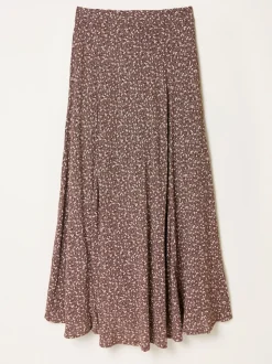FatFace Sadie Brown Ditsy Midi Skirt