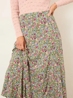 FatFace Sadie Green Ditsy Garden Midi Skirt
