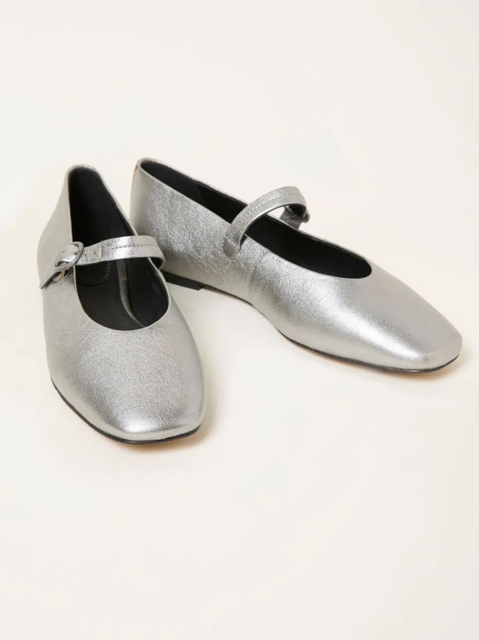 FatFace Silver Leather Mary Jane Pump