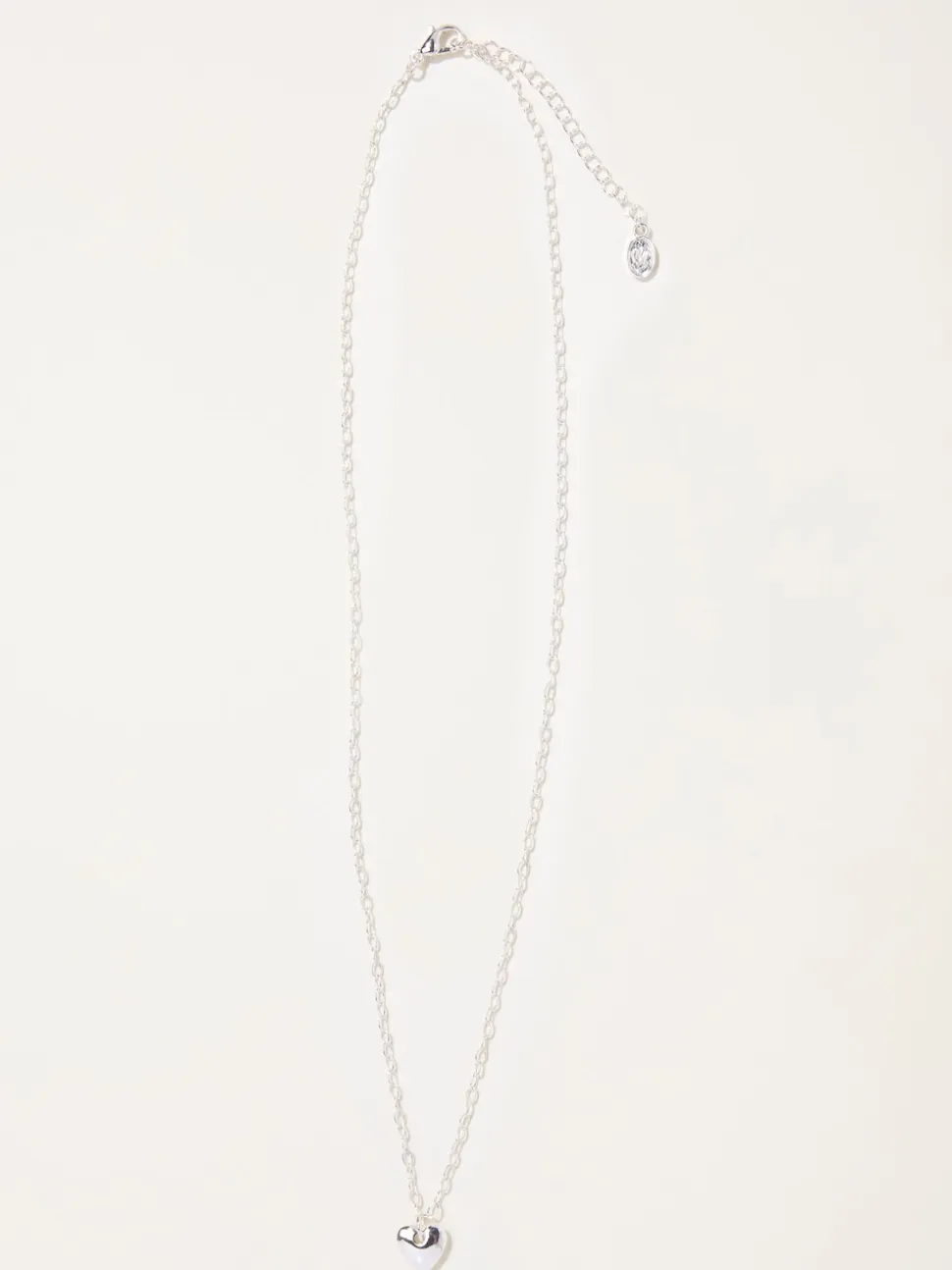 FatFace Silver Tone Heart Chain Necklace