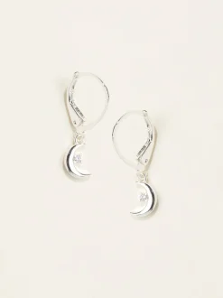 FatFace Silver Tone Moon Drop Earrings