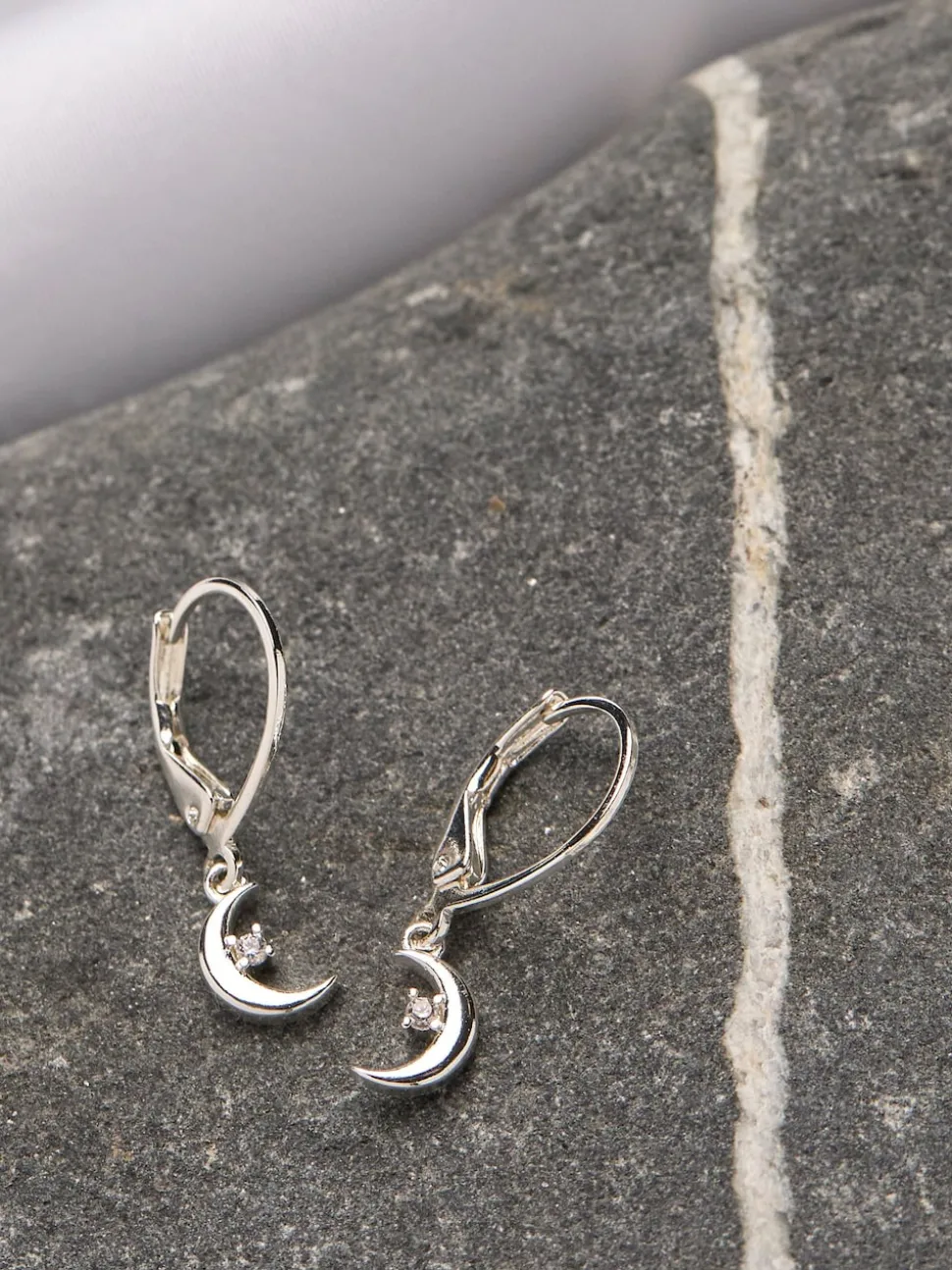 FatFace Silver Tone Moon Drop Earrings