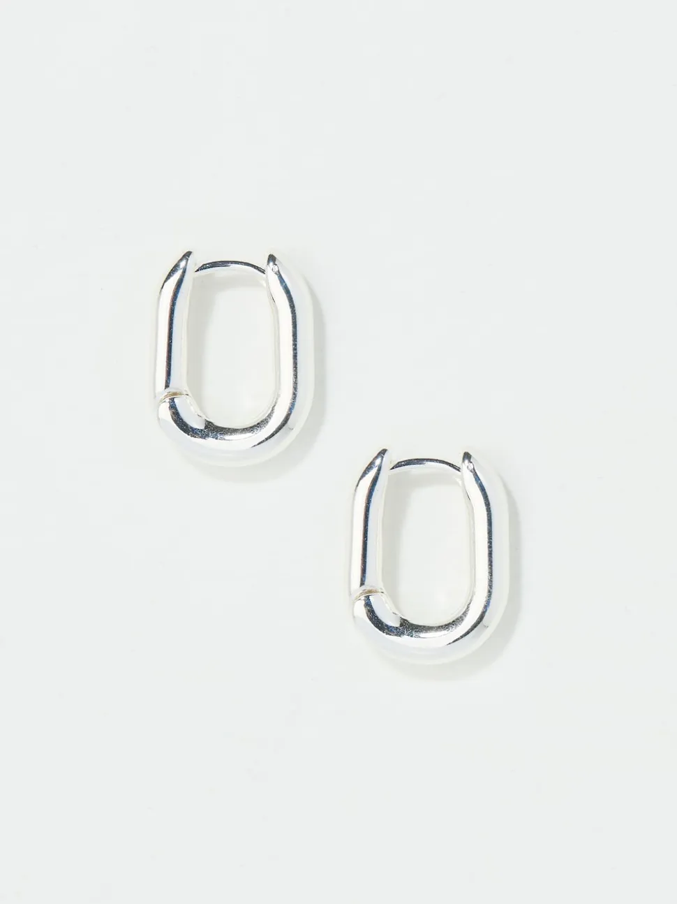 FatFace Silver Tone Oval Huggie Hoop Earrings