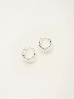 FatFace Silver Tone Textured Hoop Earrings