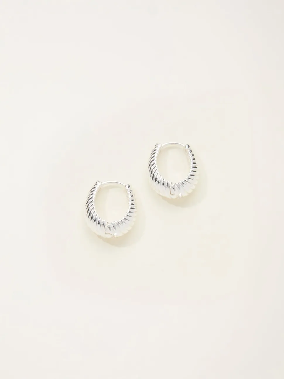 FatFace Silver Tone Textured Hoop Earrings