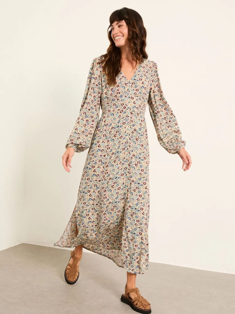 FatFace Solene Multi Vintage Ditsy Midi Dress