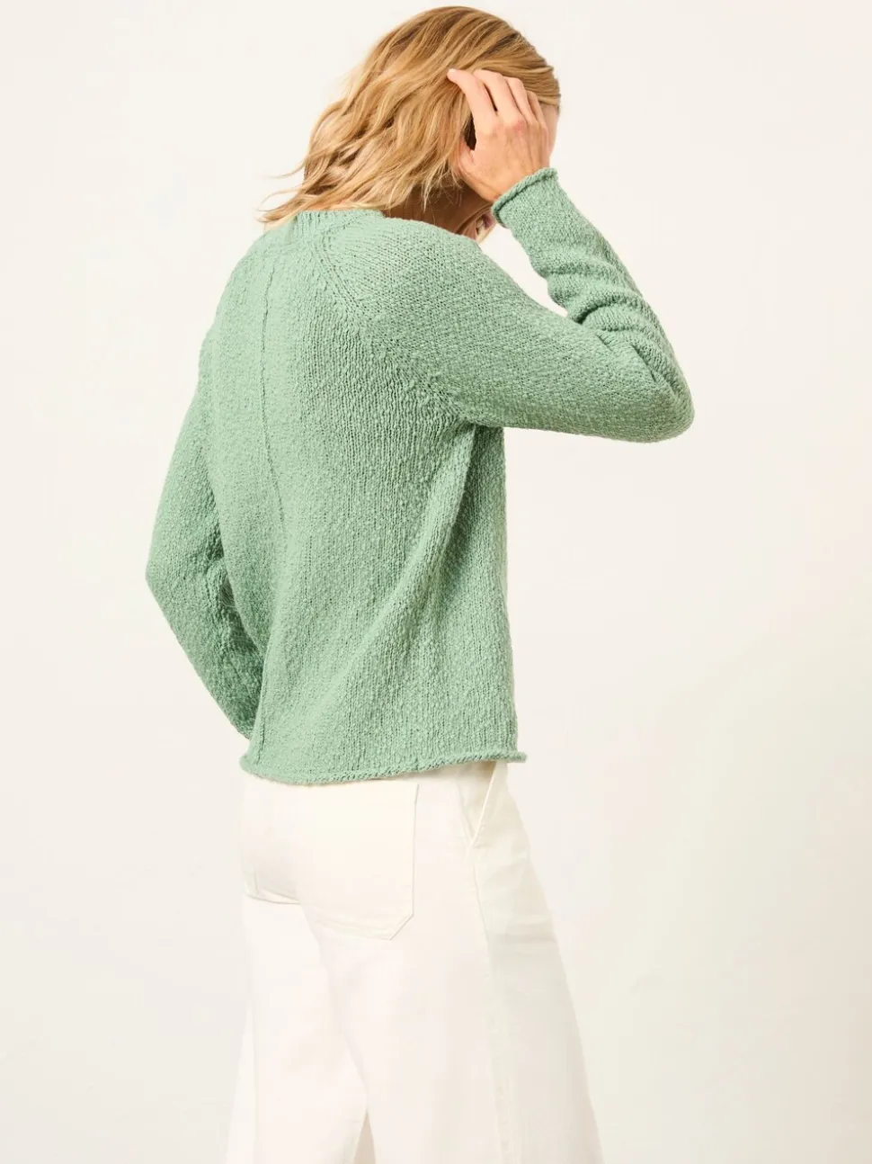 FatFace Sophia Green Knitted Slub Jumper